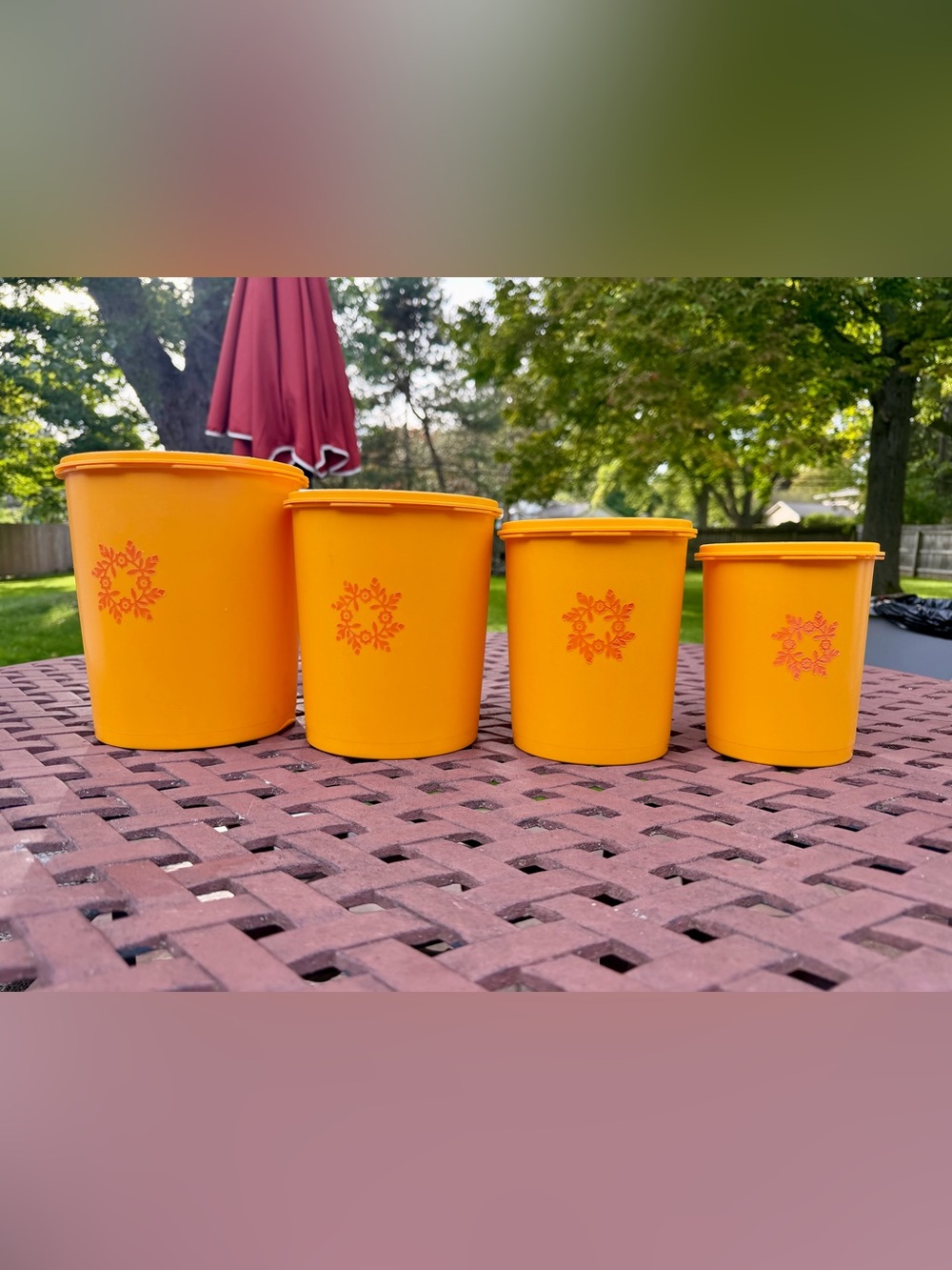 Vintage 1970s Tupperware Servalier Orange Canister Set of 4